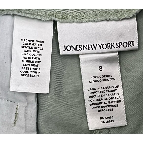 Jones New York Sport Shorts Green Chino Khaki Flat Front Bermuda 8 Cotton Golf - Picture 4 of 4